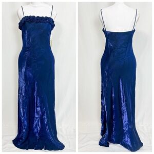 Deadstock Blue Evening Gown with Rose details